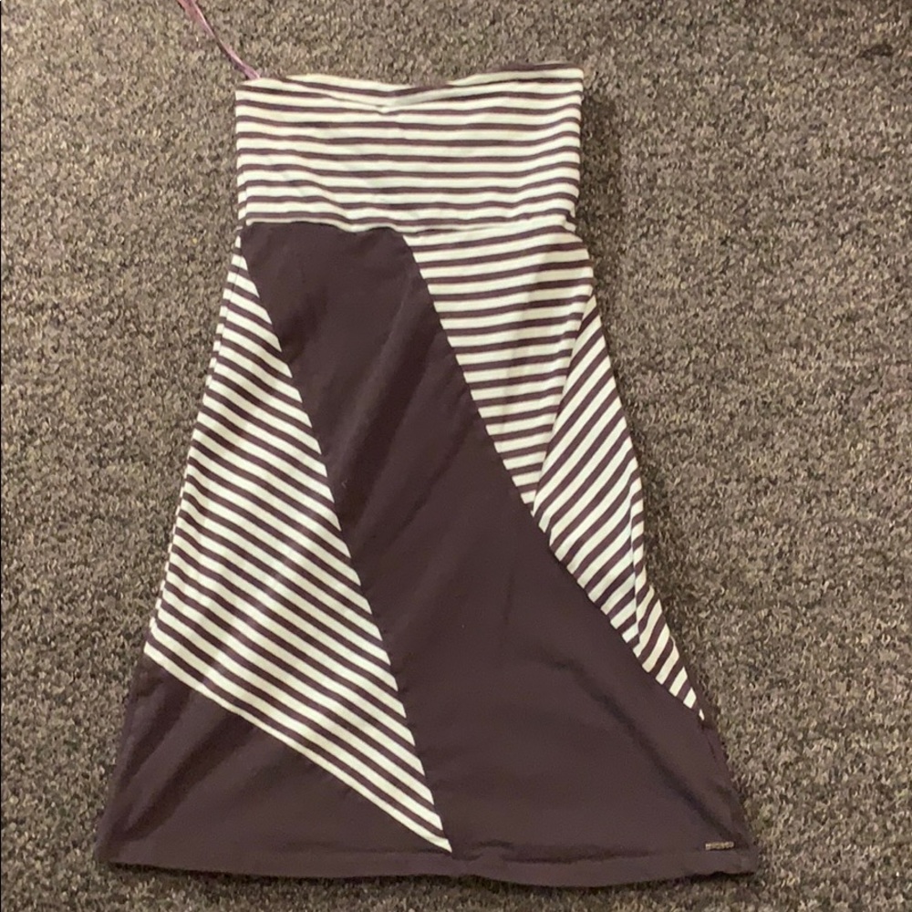 Rusty grey and light blue strapless dress, Size XS
